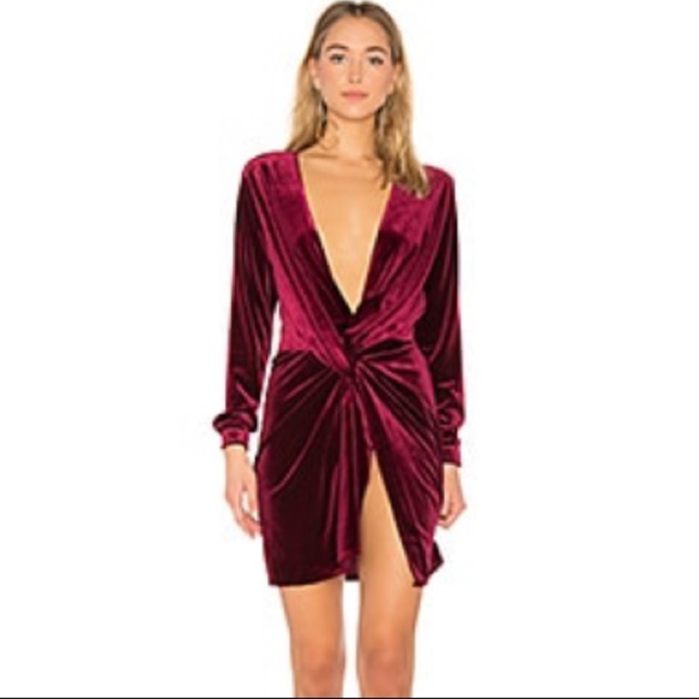 Lioness Fame and Lust Velvet Dress Wine - XS